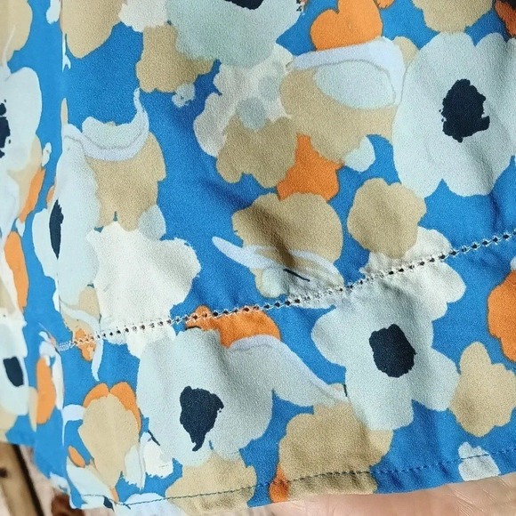 Joie peasant floral boho smocking self tie elastic wrists medium - Picture 8 of 16